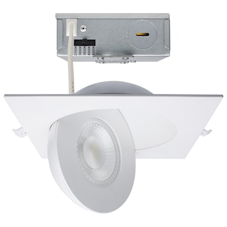 Satco 15 Watt CCT Selectable LED Direct Wire Downlight Gimbaled 6-Inch Square Remote Driver White S11861